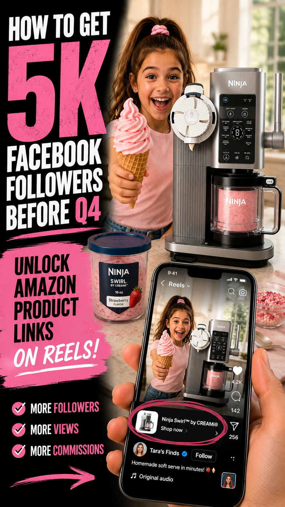 Amazon product tag example on a Facebook Reel