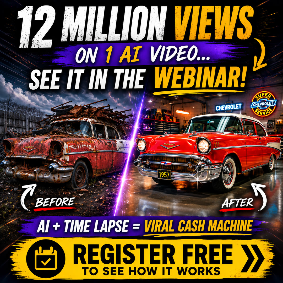 12 Million Views — AI time-lapse car flip — register graphic