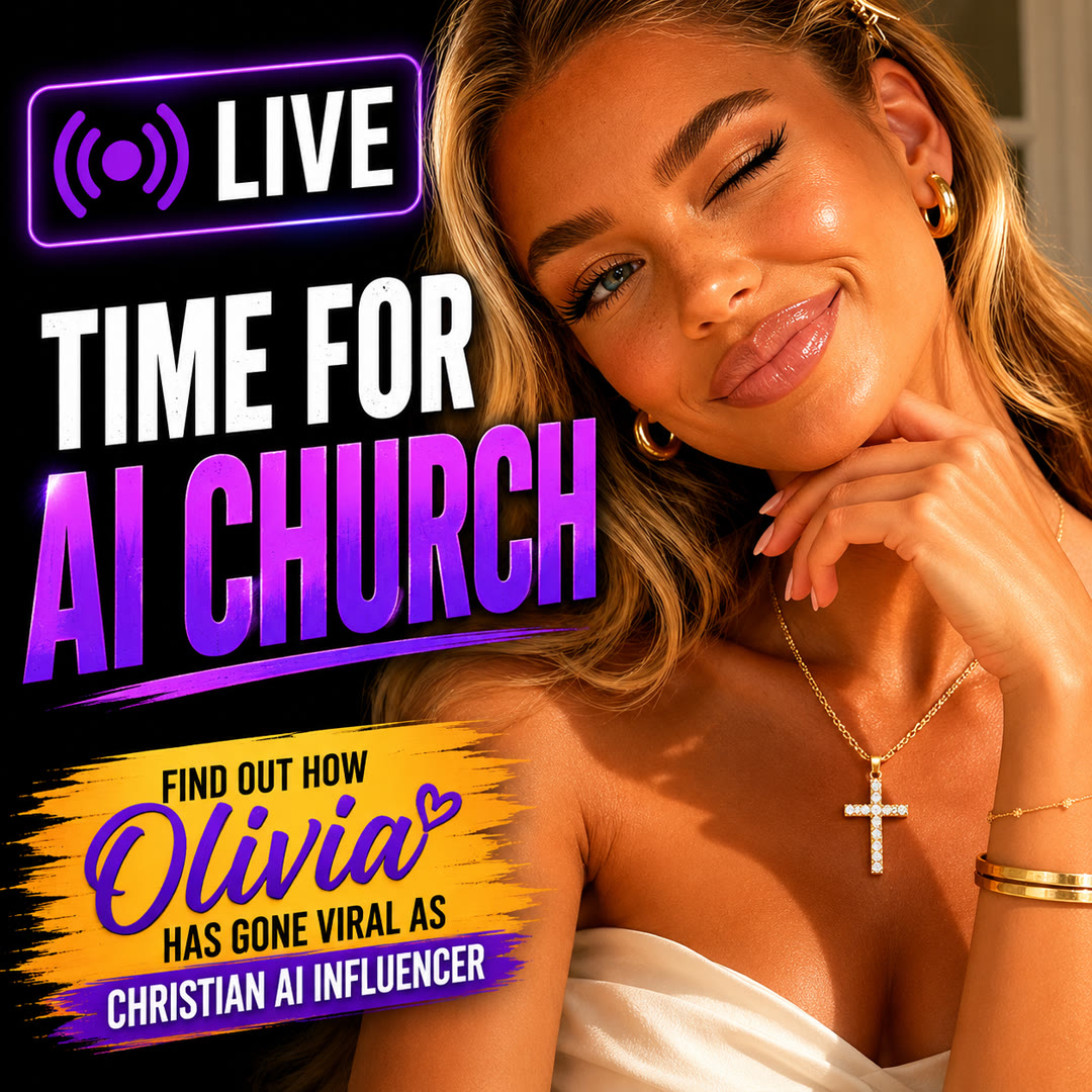 AI Church — a Christian AI influencer — register graphic